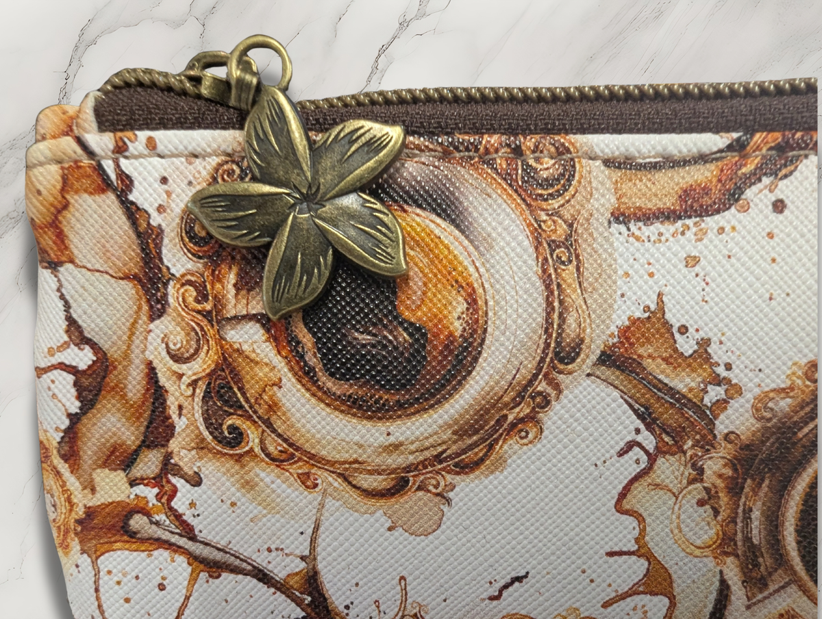 Coffee Cup Print Wristlet