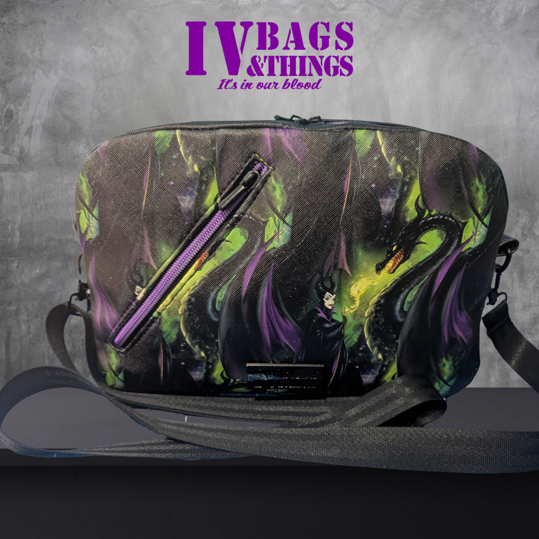 Gothic crossbody bag by IV BAGS & THINGS with villain-inspired artwork
