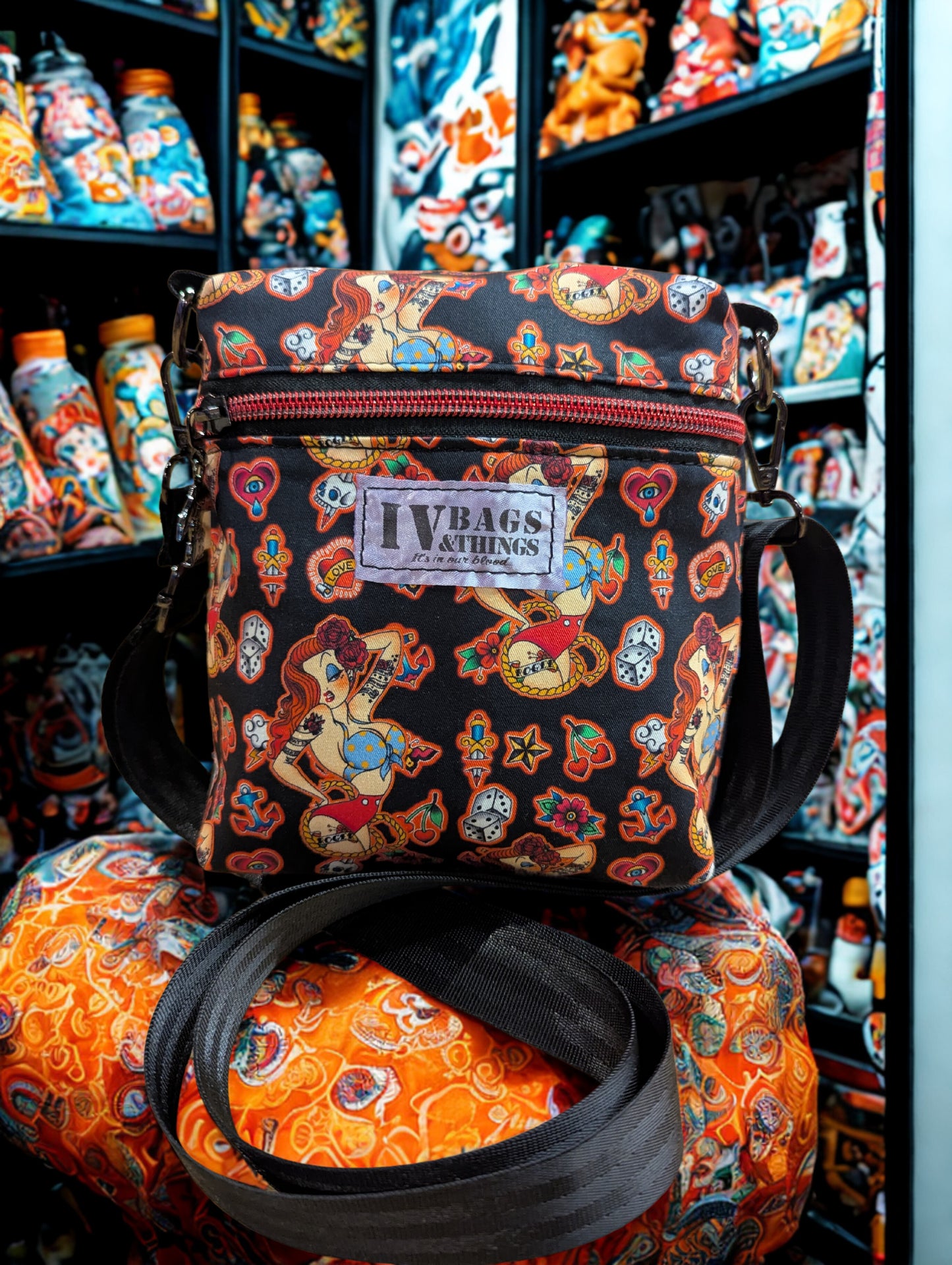 Jessica Rabbit Tattoo Pin-Up Crossbody Bag – Retro-Inspired Custom Design | IV Bags & Things