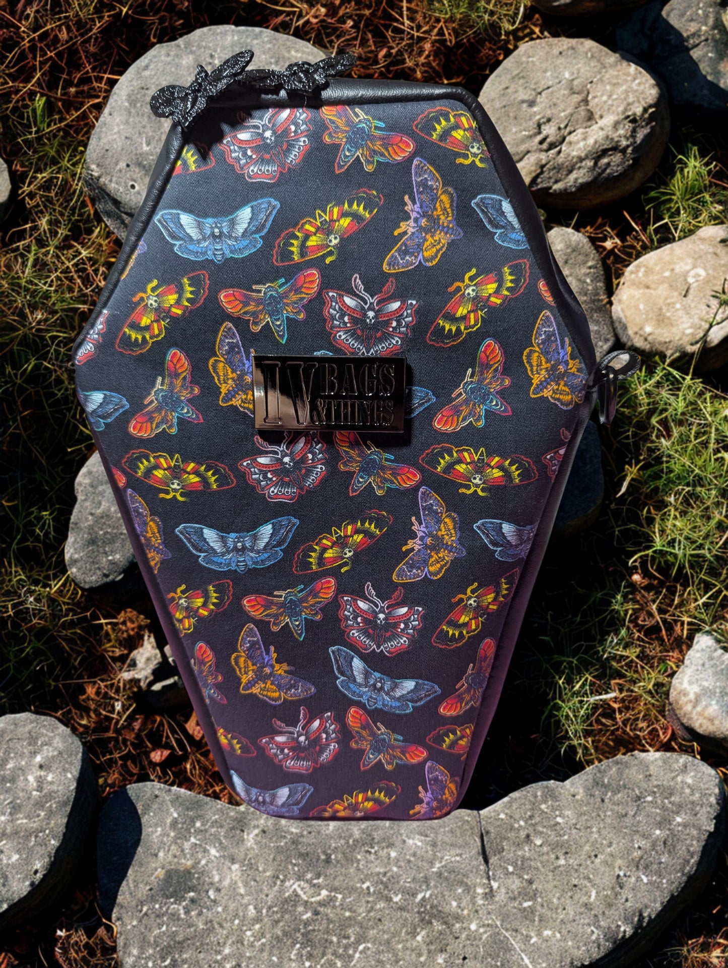Spooky Moths Coffin Crossbody Bag