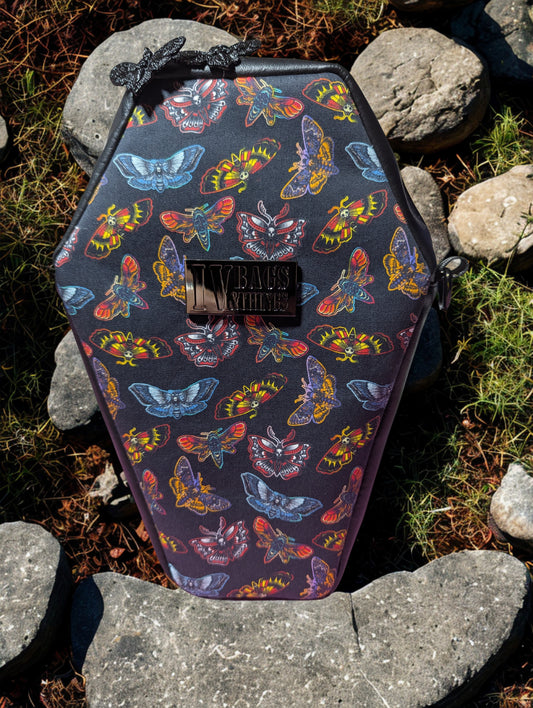 Spooky Moths Coffin Crossbody Bag