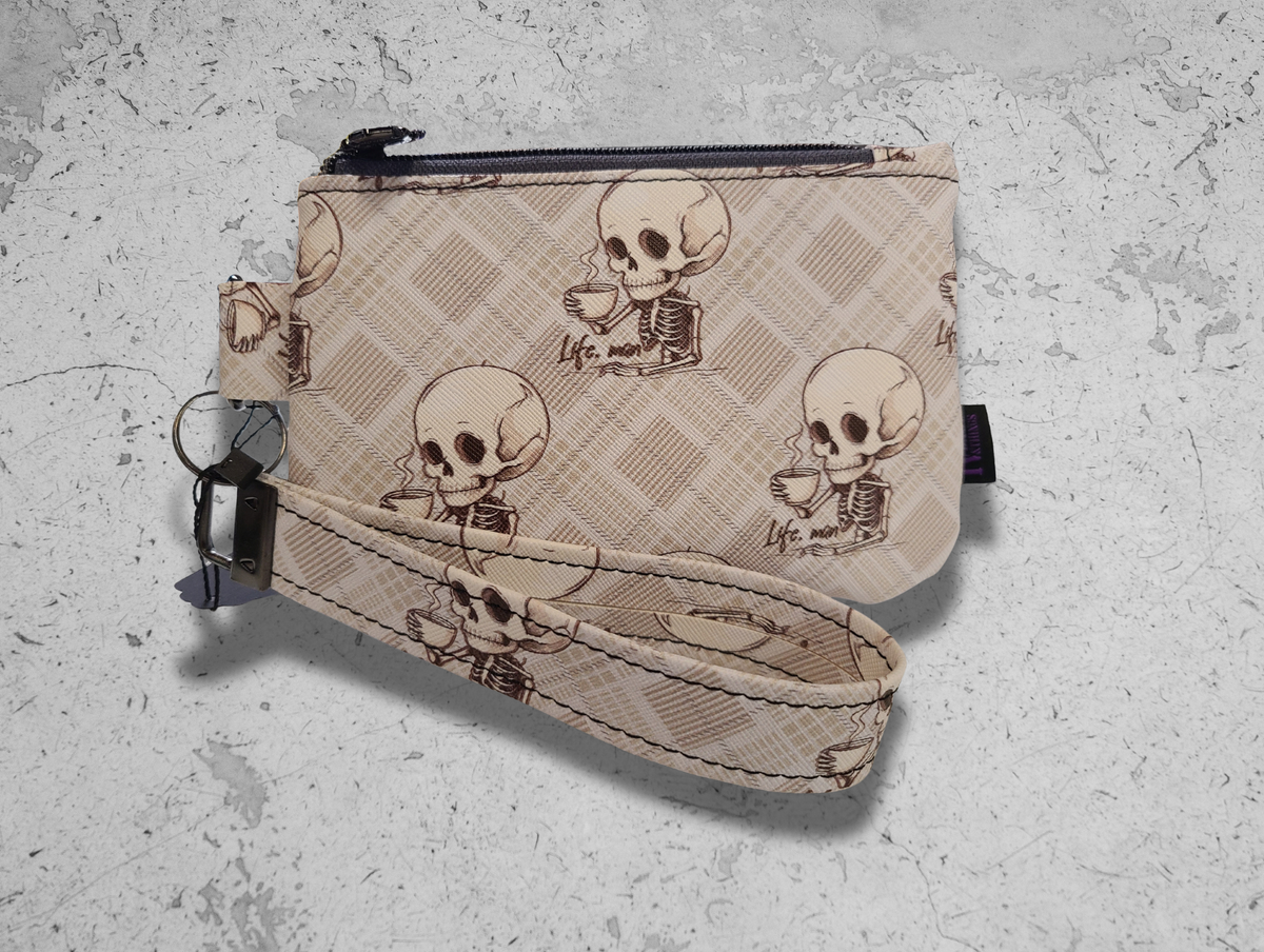 Coffee Skeleton Print Wristlet