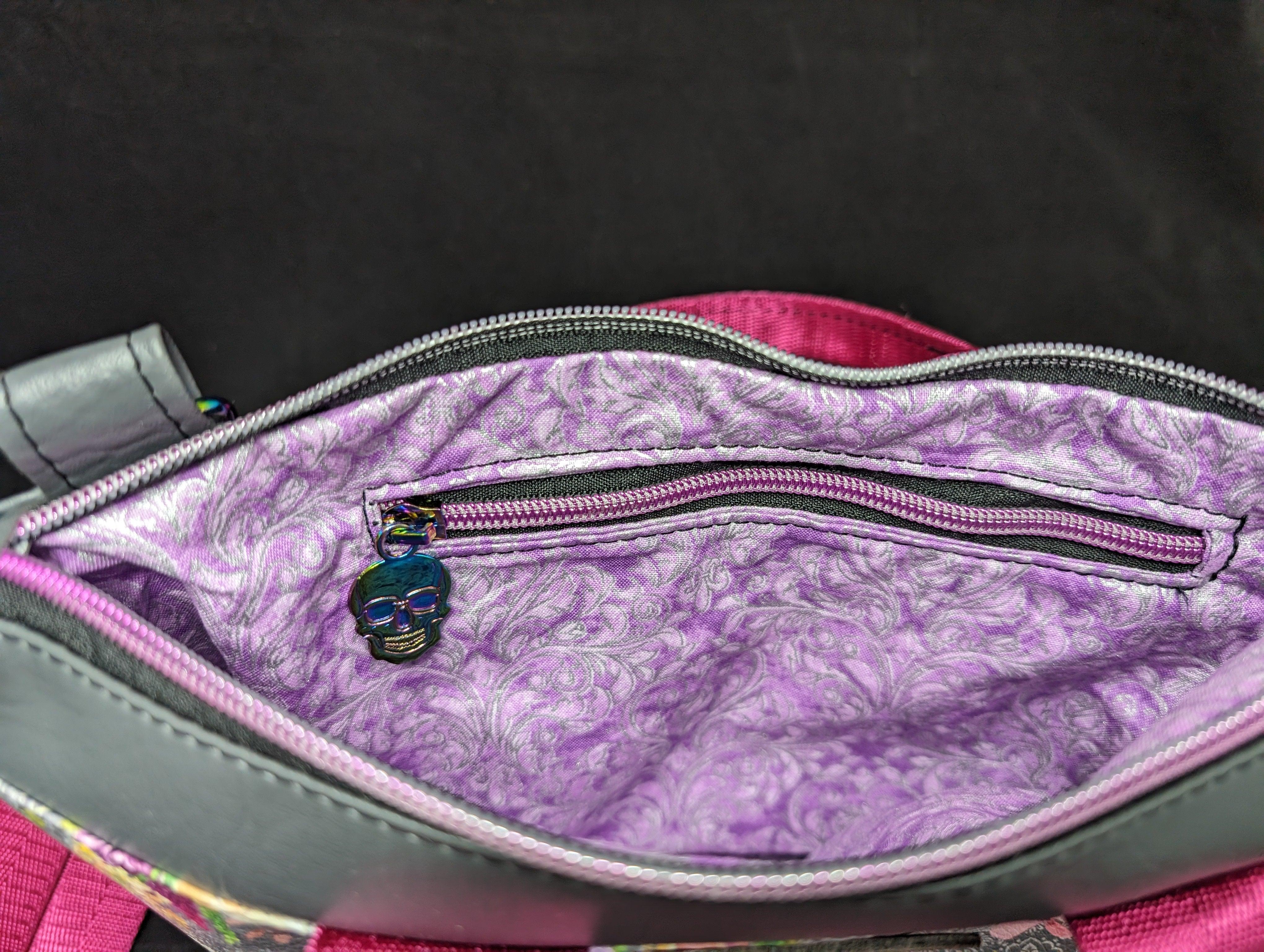 Skull & Roses Pink and Gray Purse - IV BAGS & THINGS