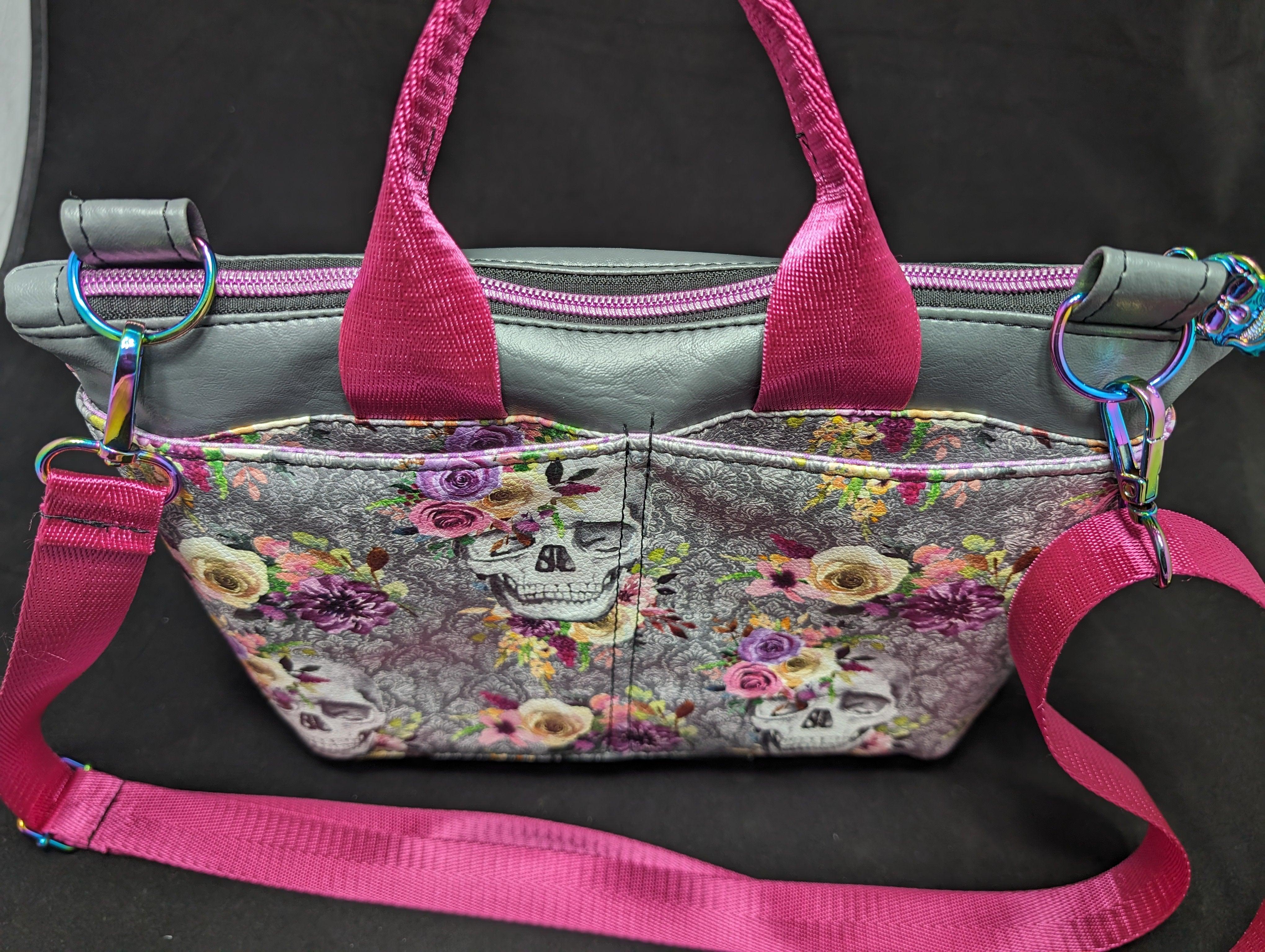Skull & Roses Pink and Gray Purse - IV BAGS & THINGS